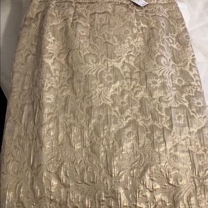 Ann Taylor Loft Gold and Cream Skirt NWT Size 2.